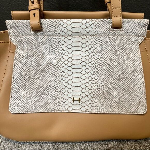 🌼 Spring Sale! 🌼 H by Halston Smooth Leather Satchel with Snake Embossed, NWT - Picture 7 of 12